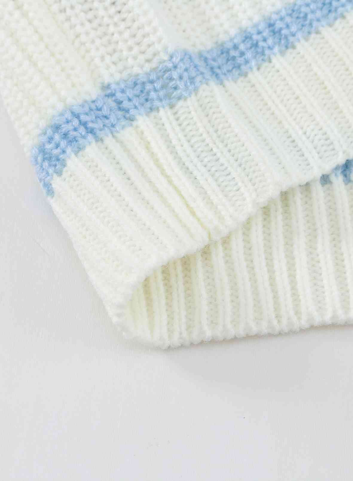 The Miranda Striped Rib-Knit Open Front Pocketed Cardigan