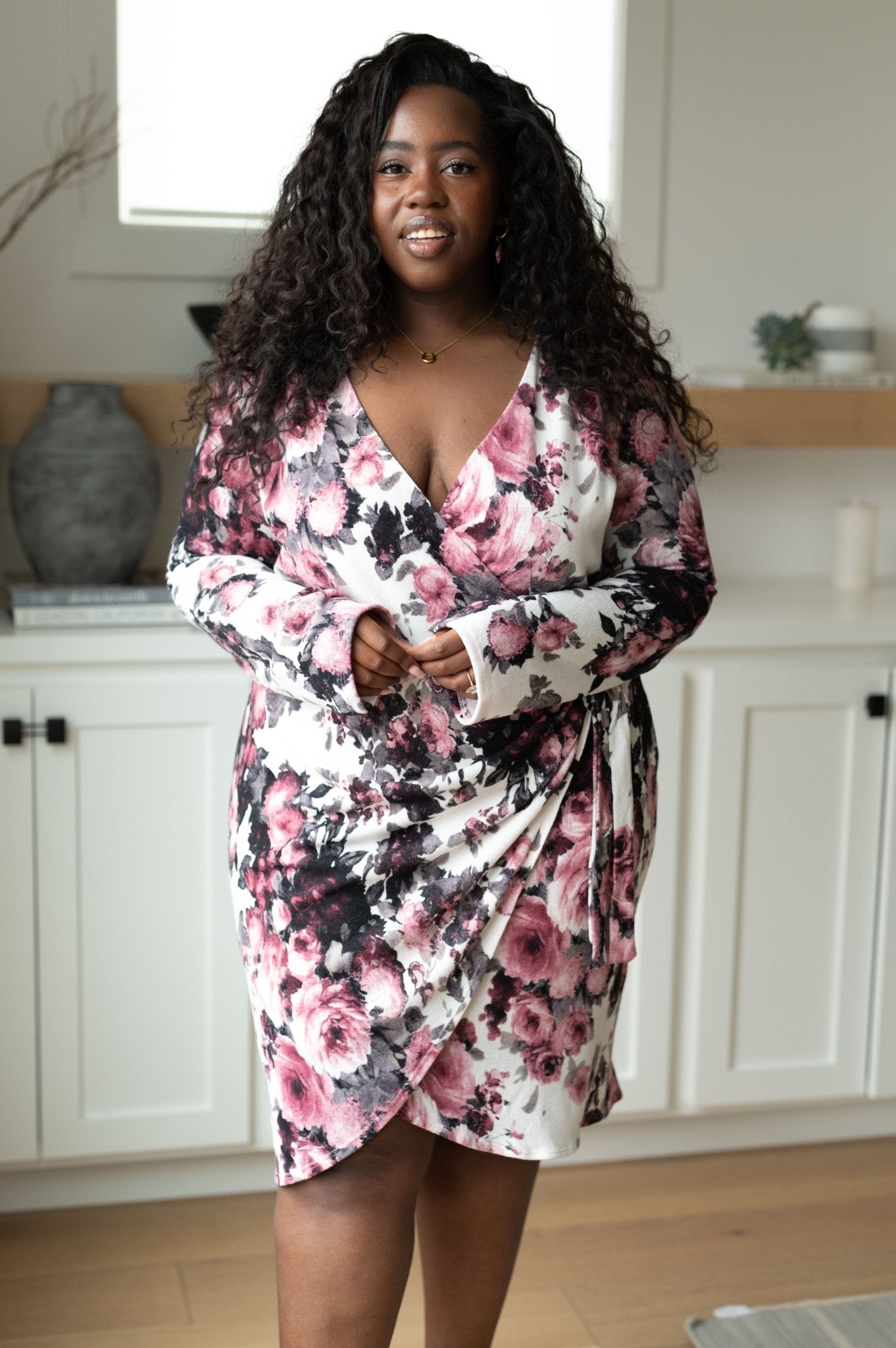 The Misa Wrap Dress in White Floral - PEONIES & LIME