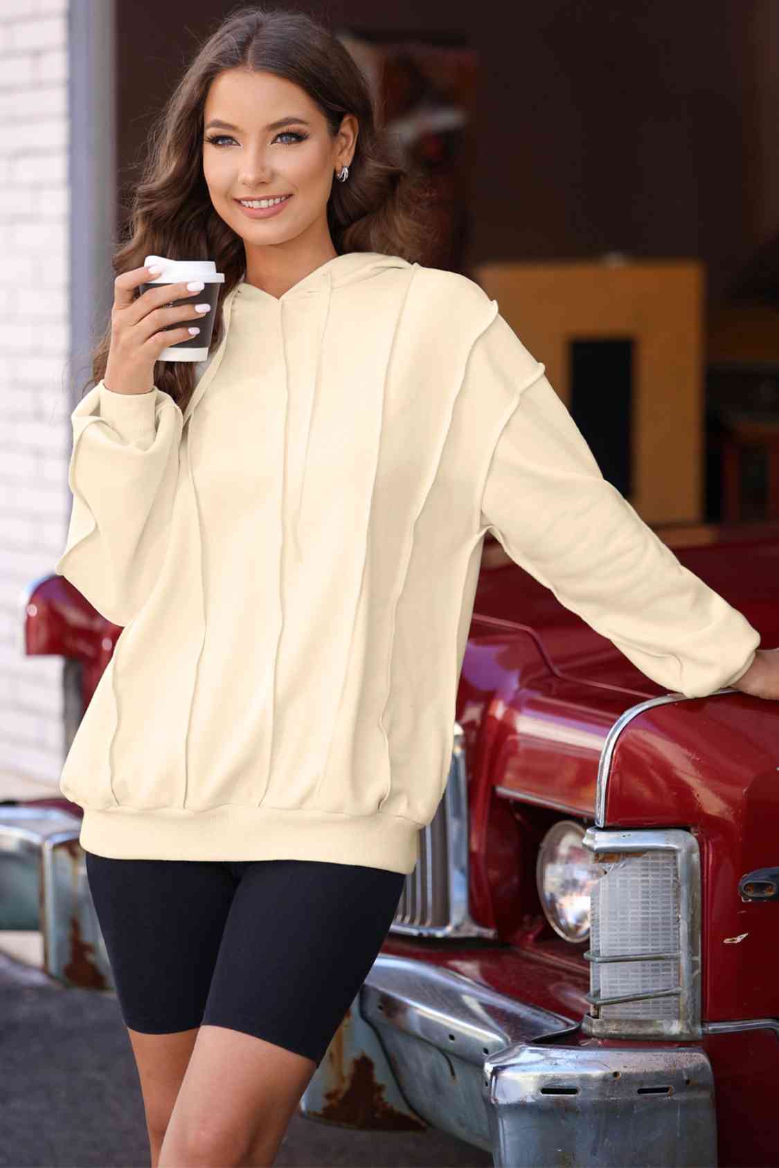 The Naomi Exposed Seams Long Sleeve Hoodie