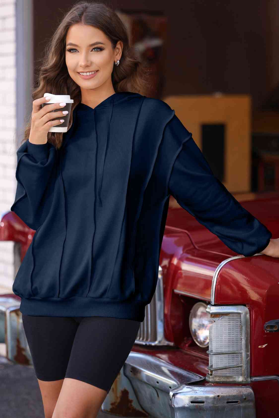 The Naomi Exposed Seams Long Sleeve Hoodie