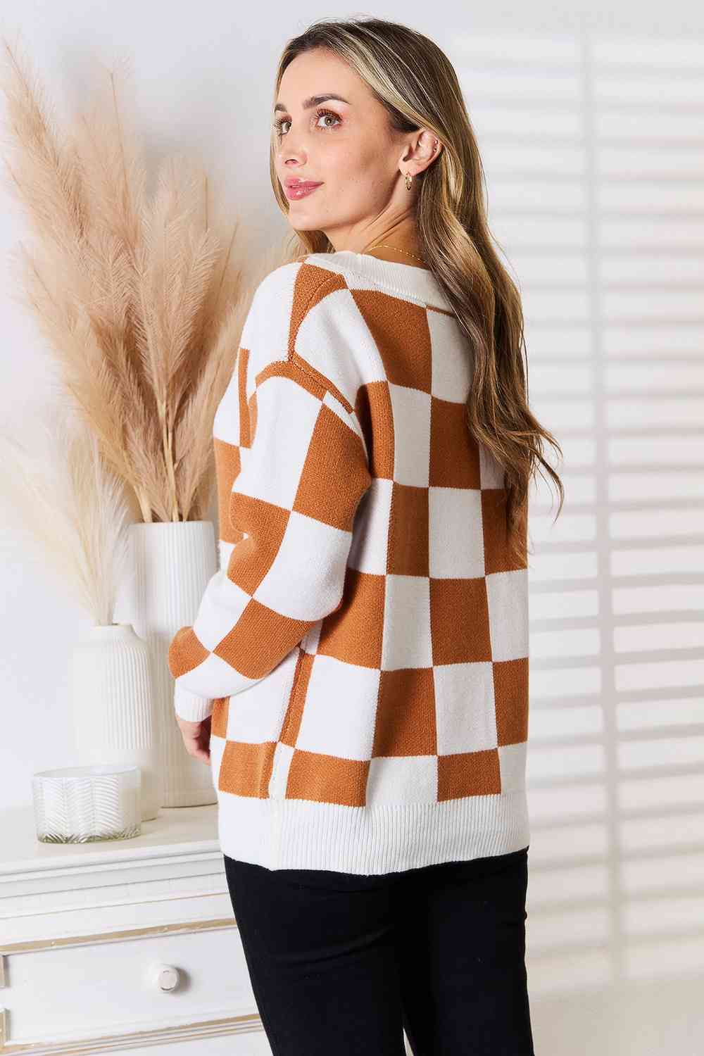 The Nyla V-neck Checked Cardigan