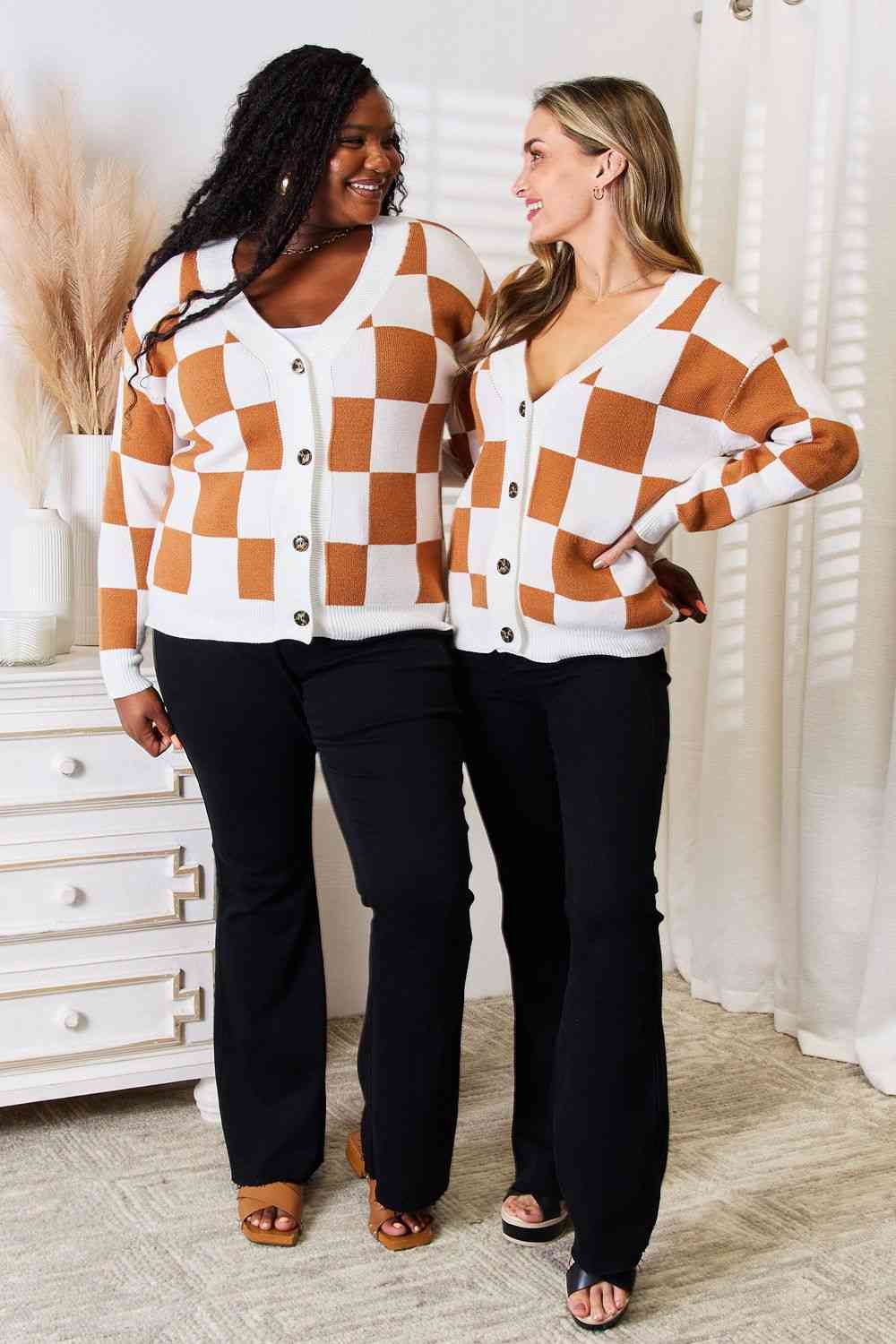 The Nyla V-neck Checked Cardigan