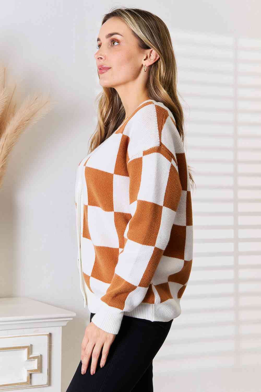 The Nyla V-neck Checked Cardigan