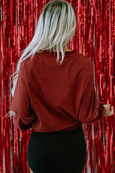 The Paloma Heart Letter Graphic Round Neck Sweatshirt - PEONIES & LIME