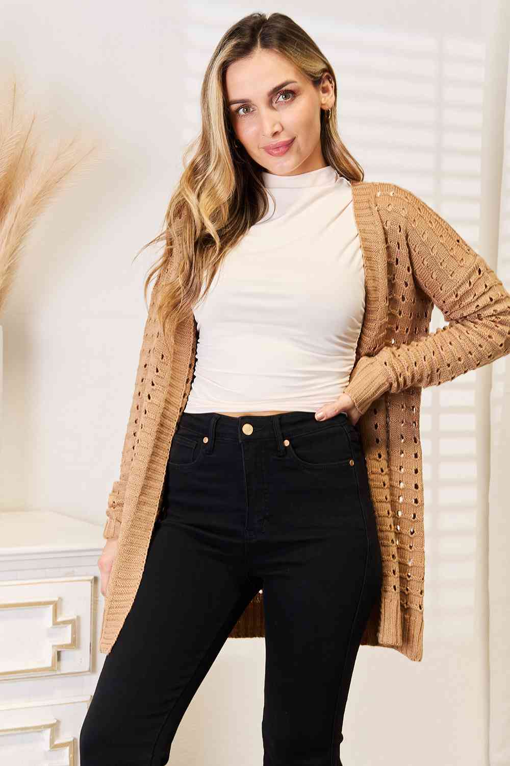 The Parker Openwork Horizontal Ribbing Cardigan