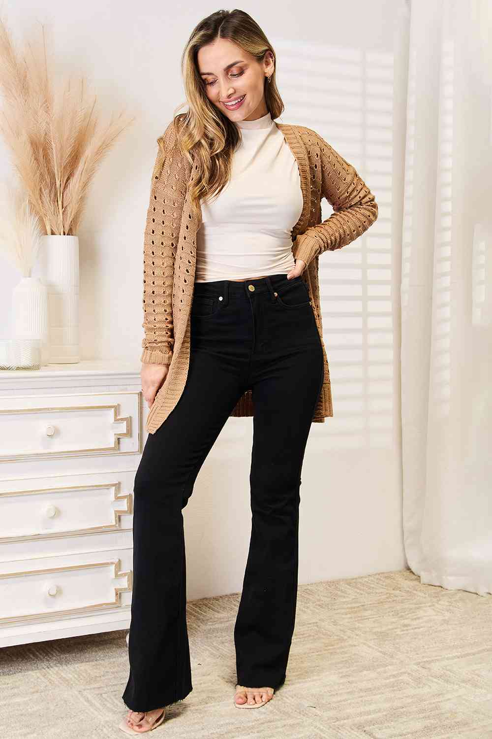 The Parker Openwork Horizontal Ribbing Cardigan
