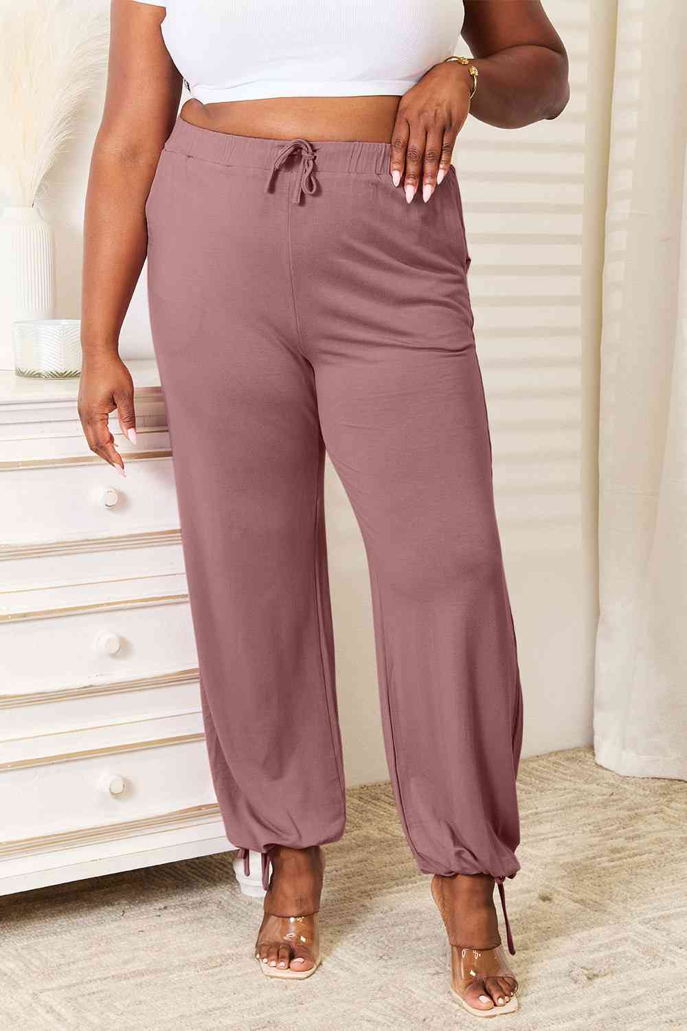 The Raya Drawstring Waist Pants with Pockets - PEONIES & LIME