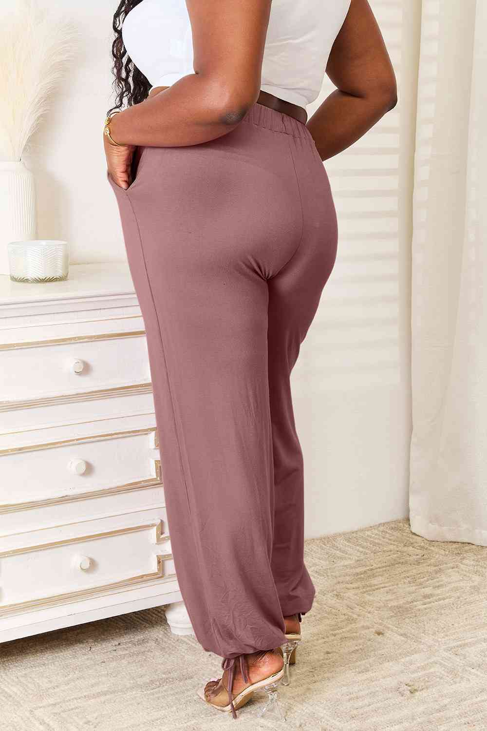 The Raya Drawstring Waist Pants with Pockets - PEONIES & LIME