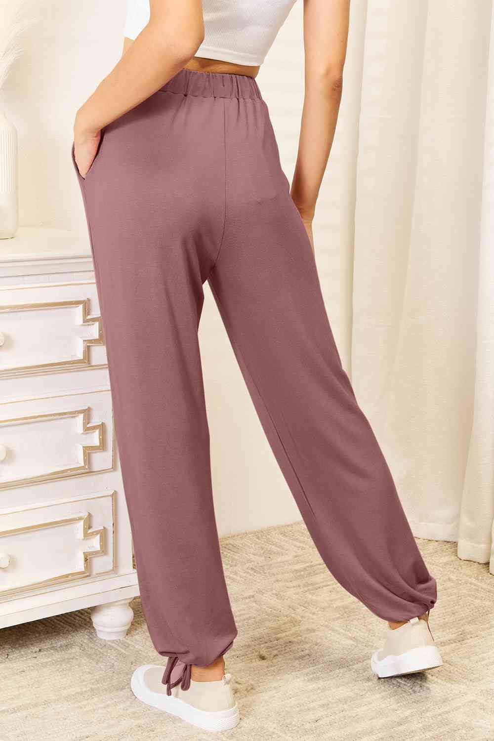 The Raya Drawstring Waist Pants with Pockets - PEONIES & LIME