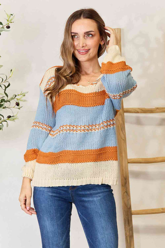 The Reagan Color Block Scoop Neck Sweater