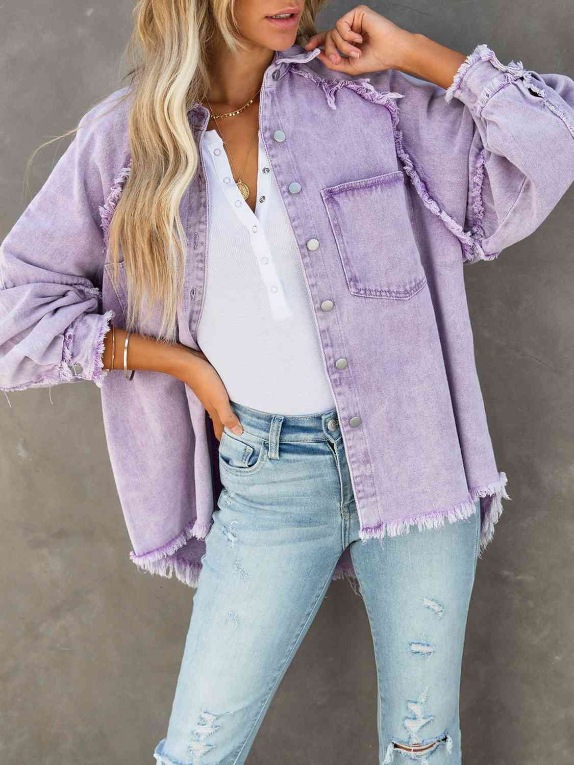 The Scarlett Down Raw Hem Denim Jacket