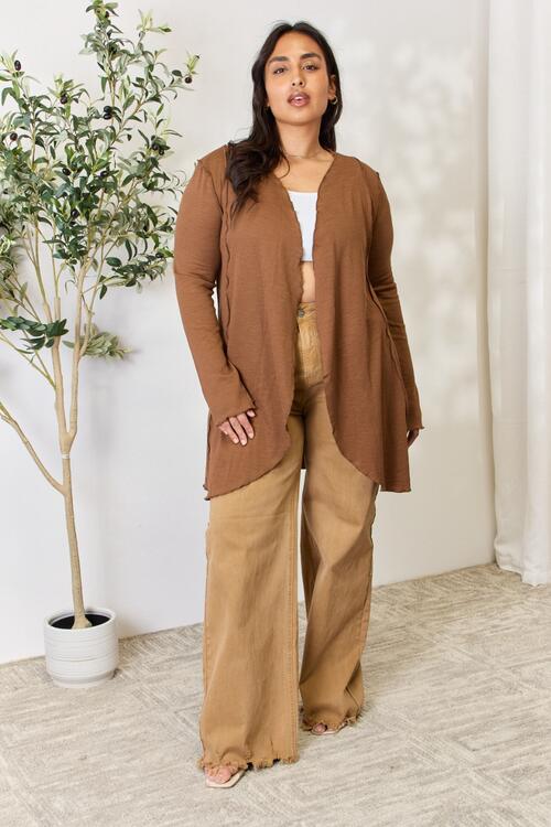 The Shayna Open Front Long Sleeve Cardigan - PEONIES & LIME