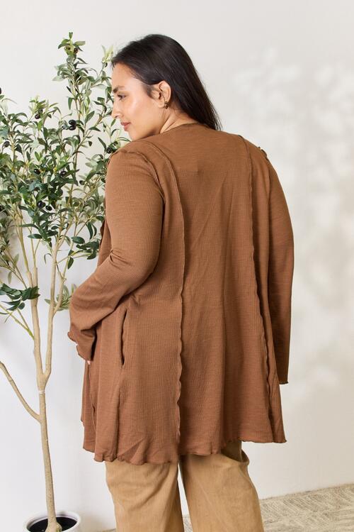 The Shayna Open Front Long Sleeve Cardigan - PEONIES & LIME
