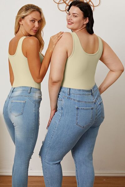 The Sherrie Square Neck Sleeveless Bodysuit - PEONIES & LIME