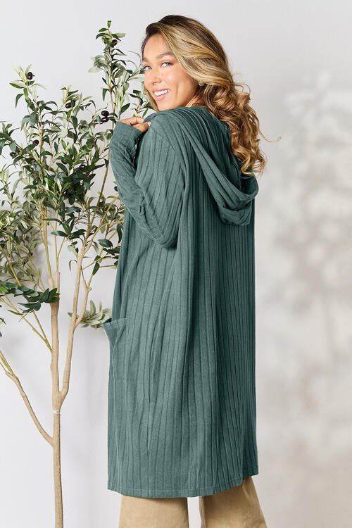 The Simone Hooded Sweater Cardigan - PEONIES & LIME