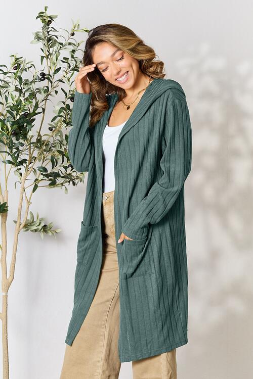 The Simone Hooded Sweater Cardigan - PEONIES & LIME