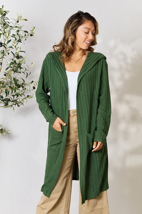 The Simone Hooded Sweater Cardigan - PEONIES & LIME