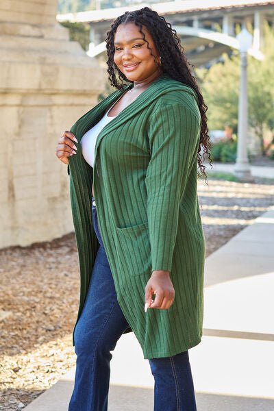 The Simone Hooded Sweater Cardigan - PEONIES & LIME