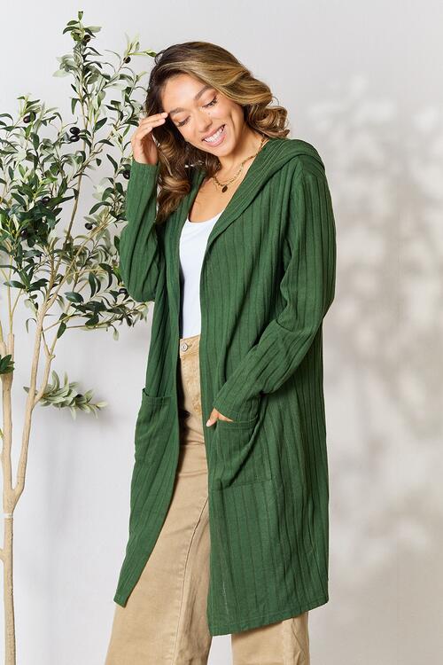 The Simone Hooded Sweater Cardigan - PEONIES & LIME