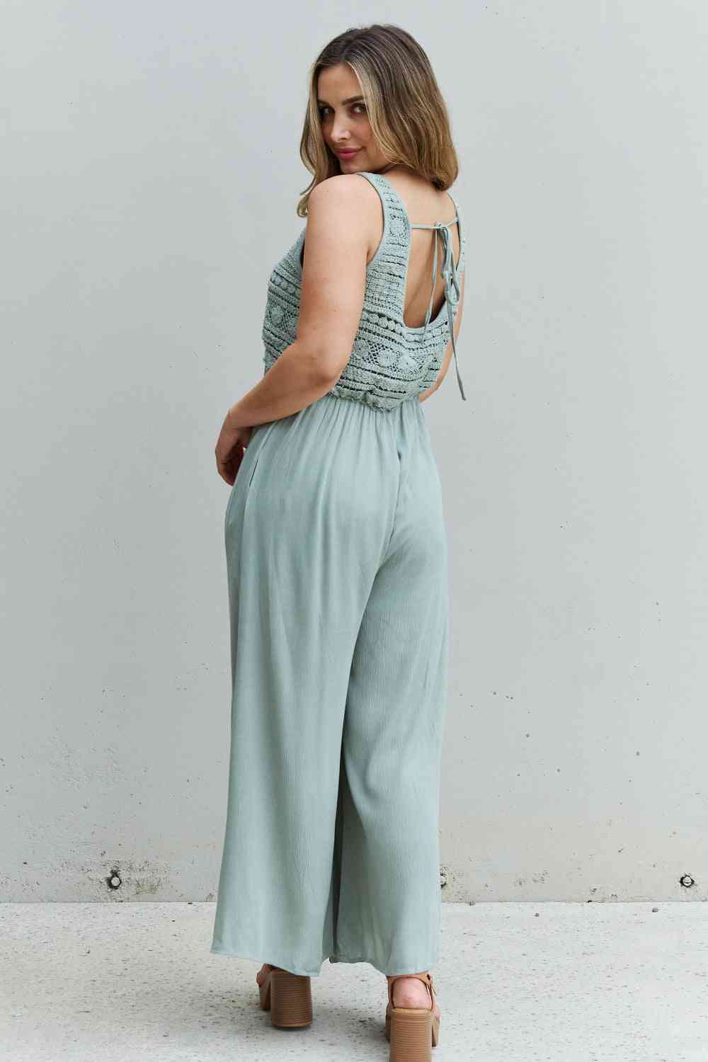 The Tara Crochet Detail Jumpsuit - PEONIES & LIME
