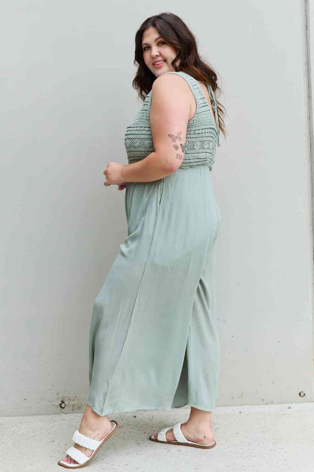The Tara Crochet Detail Jumpsuit - PEONIES & LIME