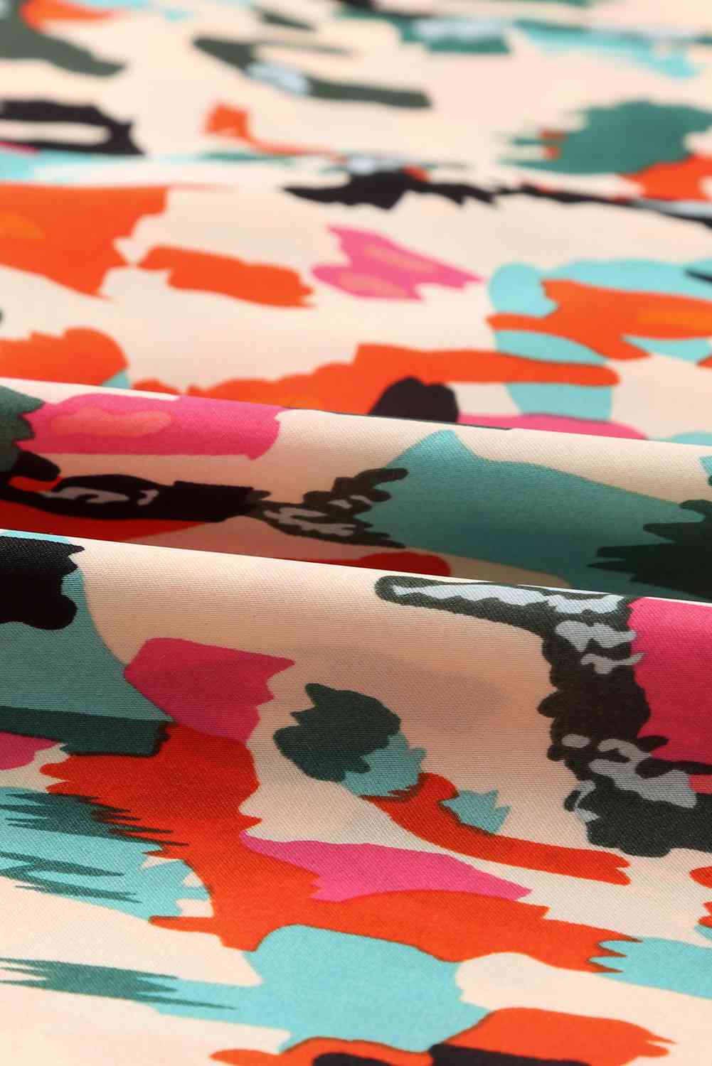 The Tilly Multicolored V-Neck Lantern Sleeve Shirt - PEONIES & LIME