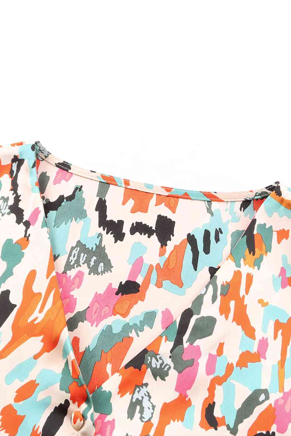 The Tilly Multicolored V-Neck Lantern Sleeve Shirt - PEONIES & LIME