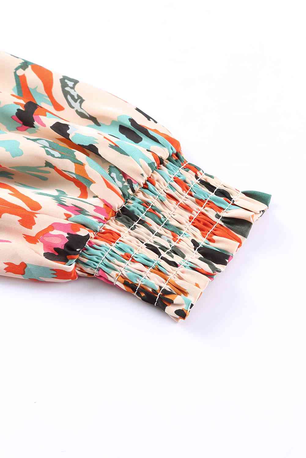 The Tilly Multicolored V-Neck Lantern Sleeve Shirt - PEONIES & LIME