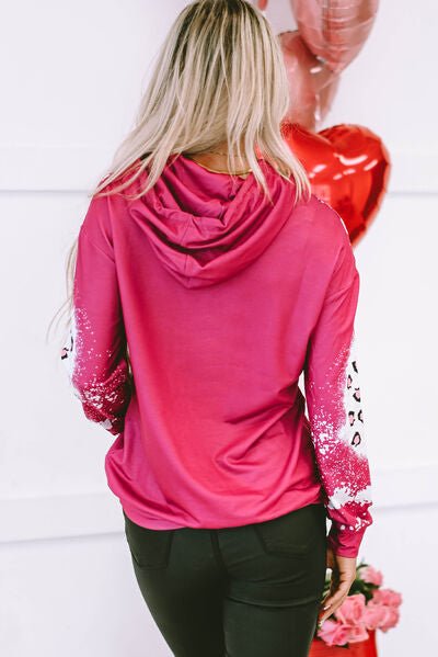 The Trudy LOVE Heart Drawstring Hoodie - PEONIES & LIME