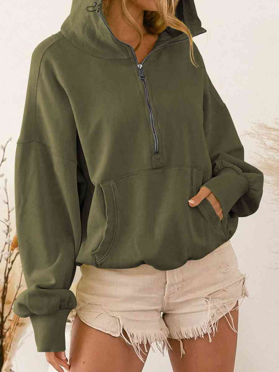 The Valentina Zip-Up Dropped Shoulder Hoodie - PEONIES & LIME