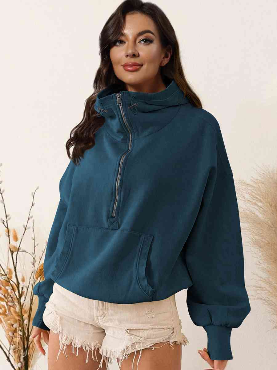 The Valentina Zip-Up Dropped Shoulder Hoodie - PEONIES & LIME