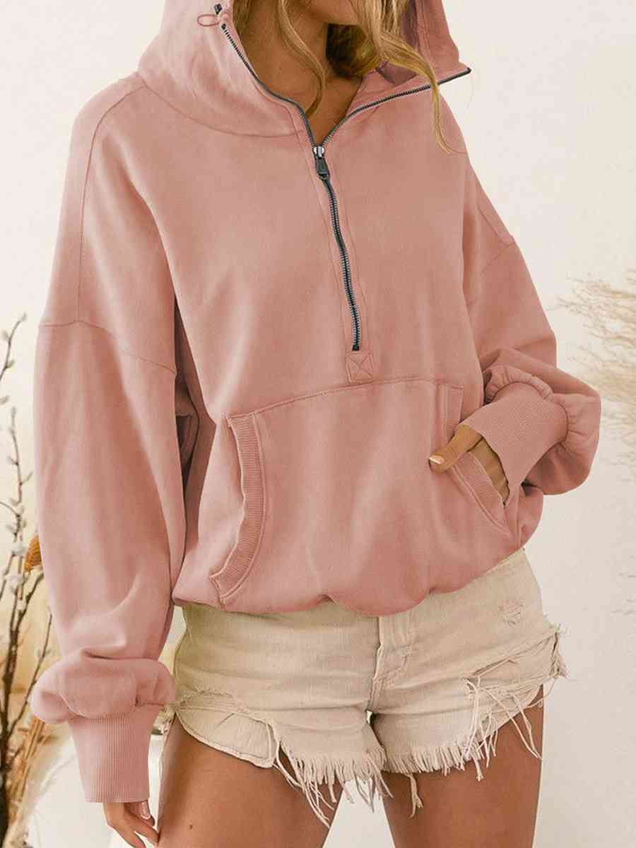 The Valentina Zip-Up Dropped Shoulder Hoodie - PEONIES & LIME
