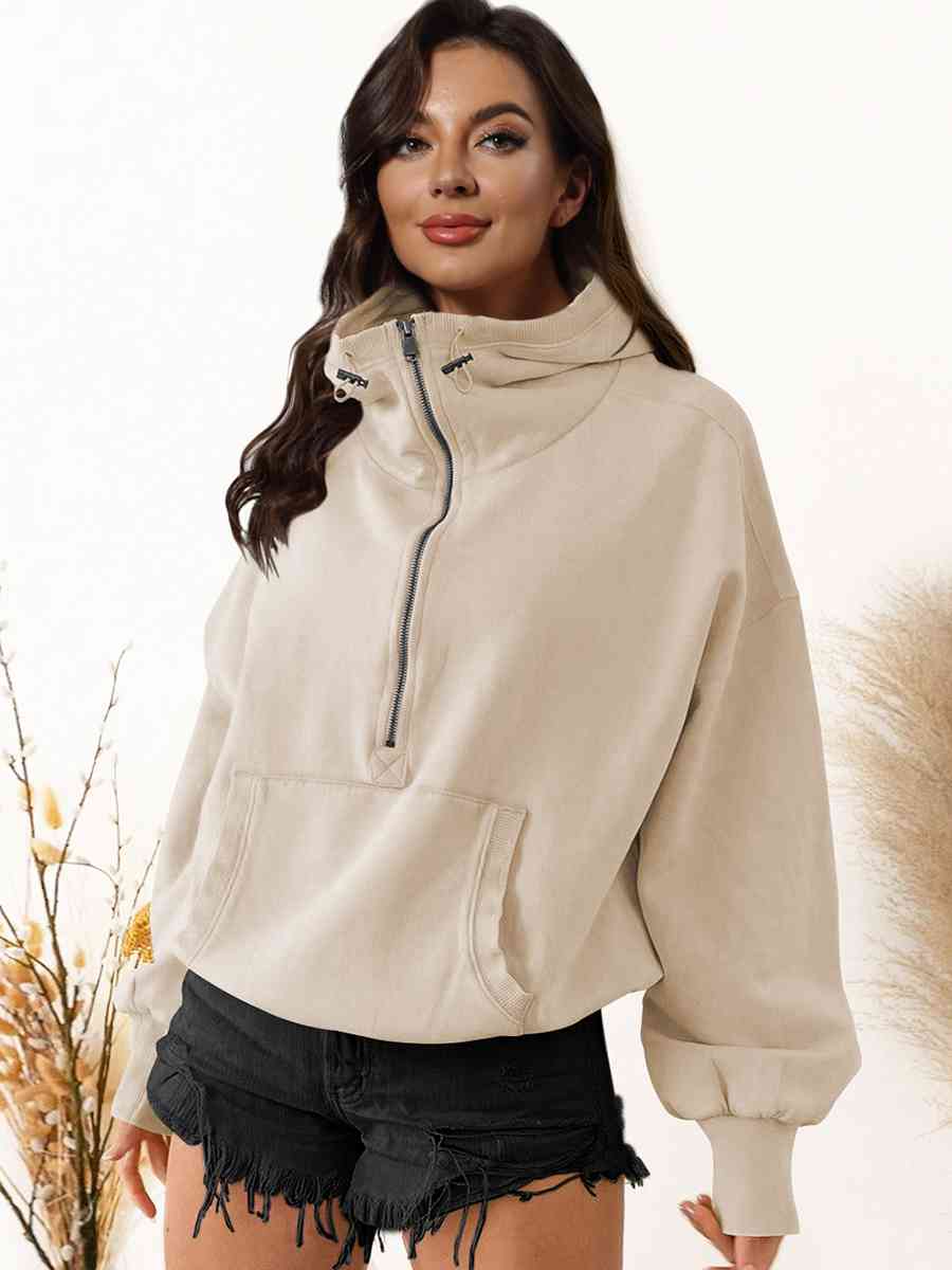 The Valentina Zip-Up Dropped Shoulder Hoodie - PEONIES & LIME