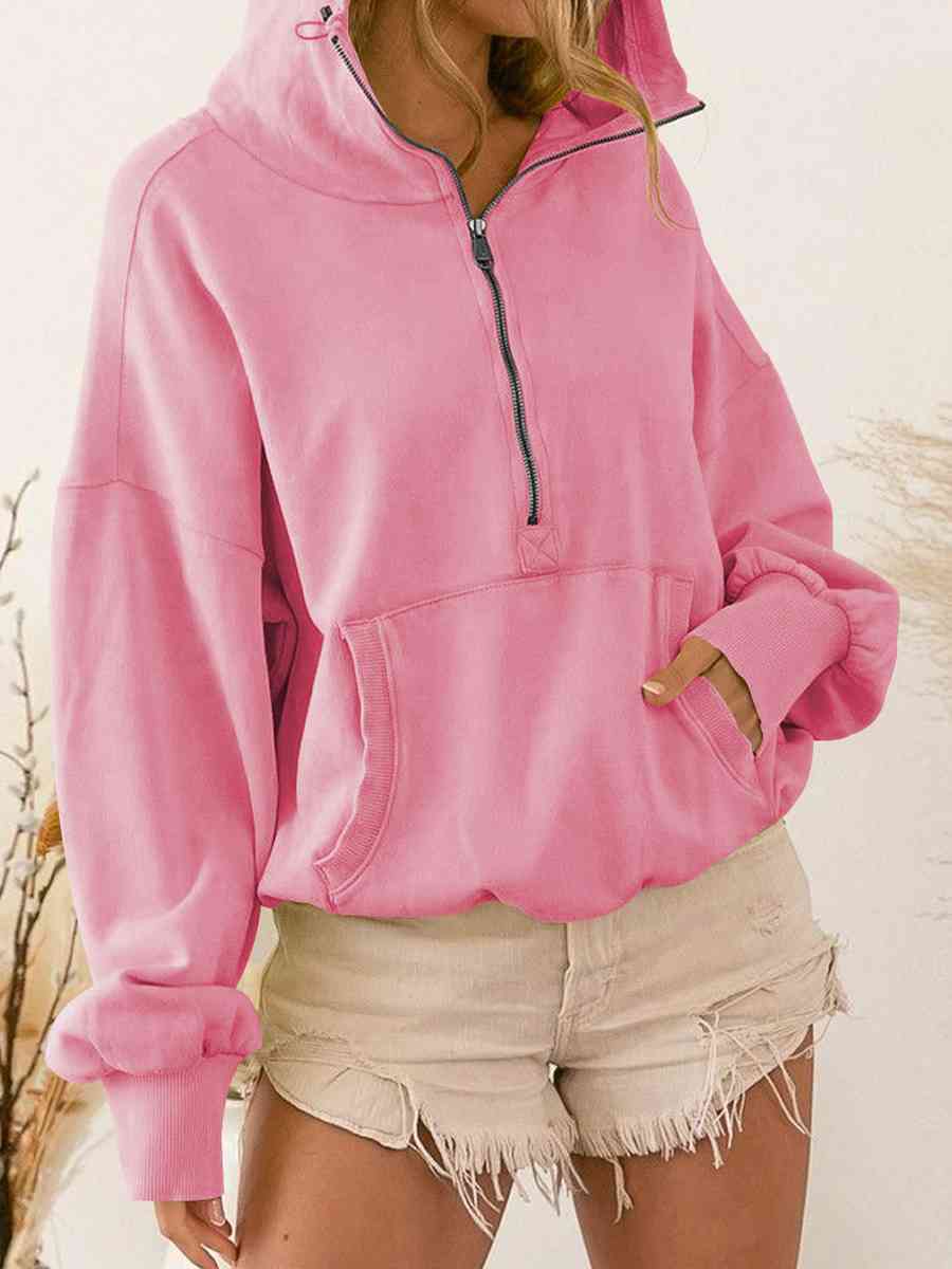 The Valentina Zip-Up Dropped Shoulder Hoodie - PEONIES & LIME