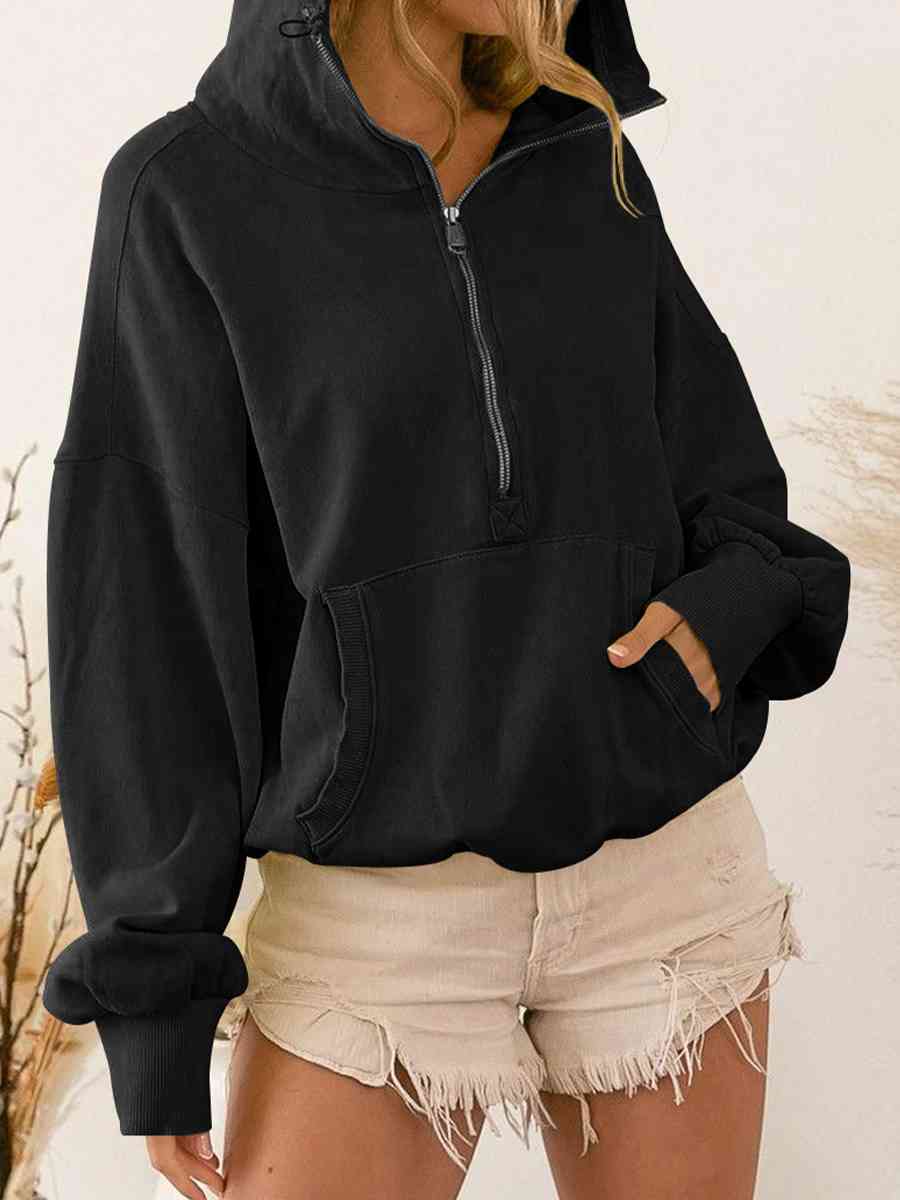 The Valentina Zip-Up Dropped Shoulder Hoodie - PEONIES & LIME