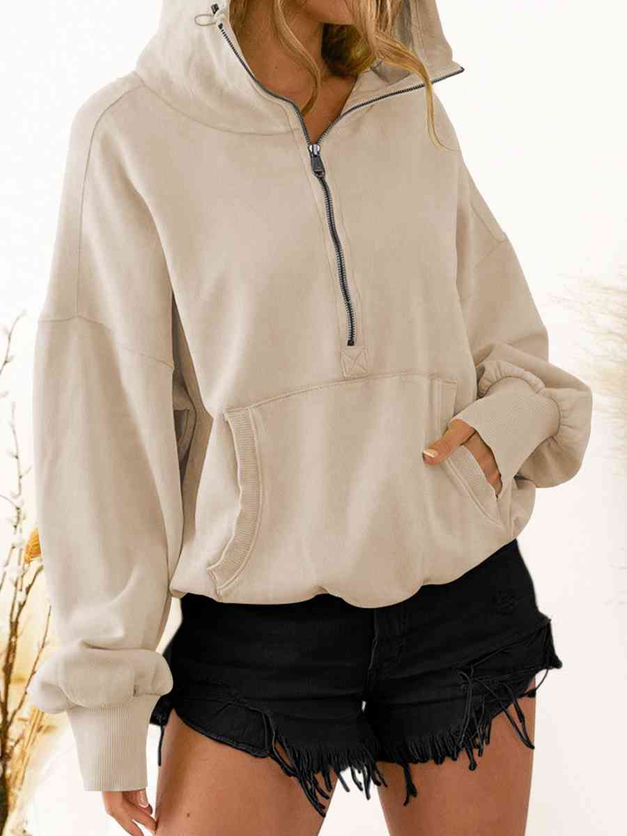 The Valentina Zip-Up Dropped Shoulder Hoodie - PEONIES & LIME