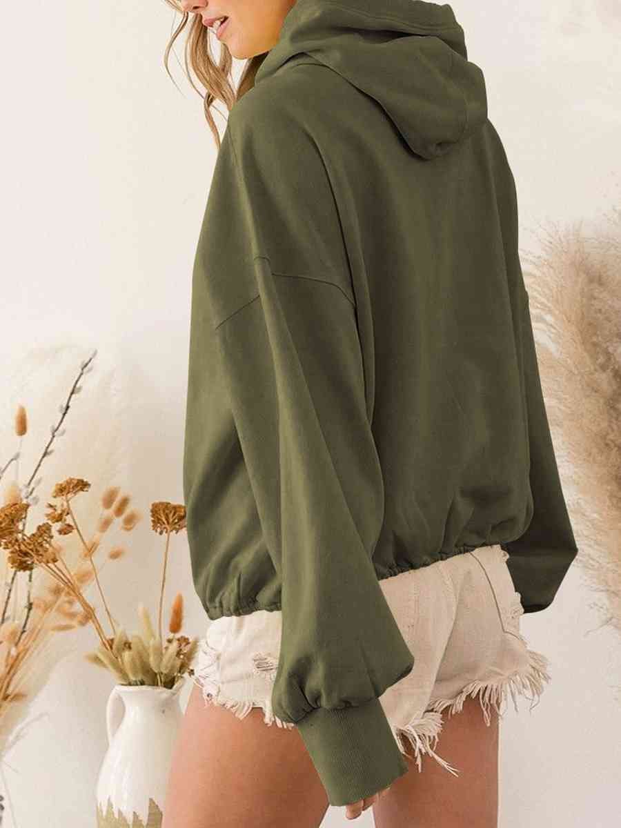 The Valentina Zip-Up Dropped Shoulder Hoodie - PEONIES & LIME