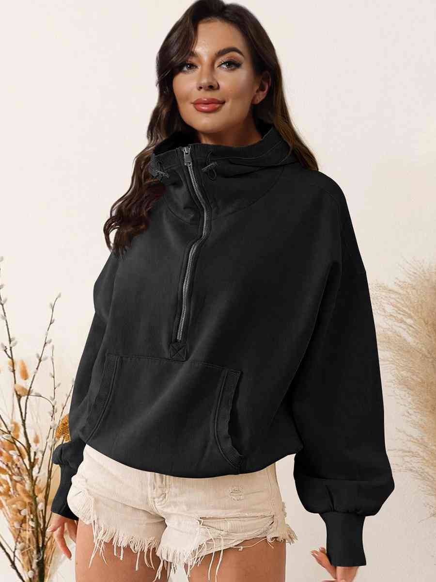The Valentina Zip-Up Dropped Shoulder Hoodie - PEONIES & LIME