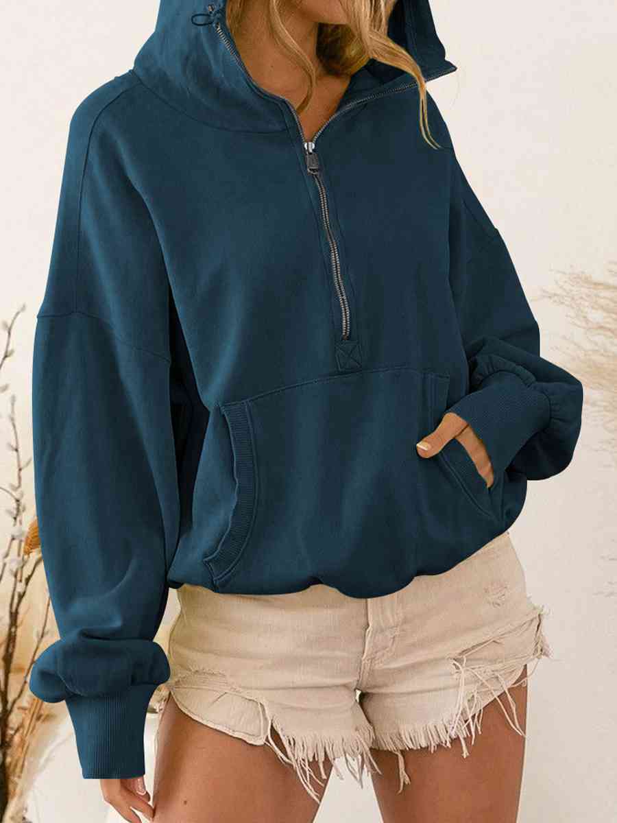 The Valentina Zip-Up Dropped Shoulder Hoodie - PEONIES & LIME
