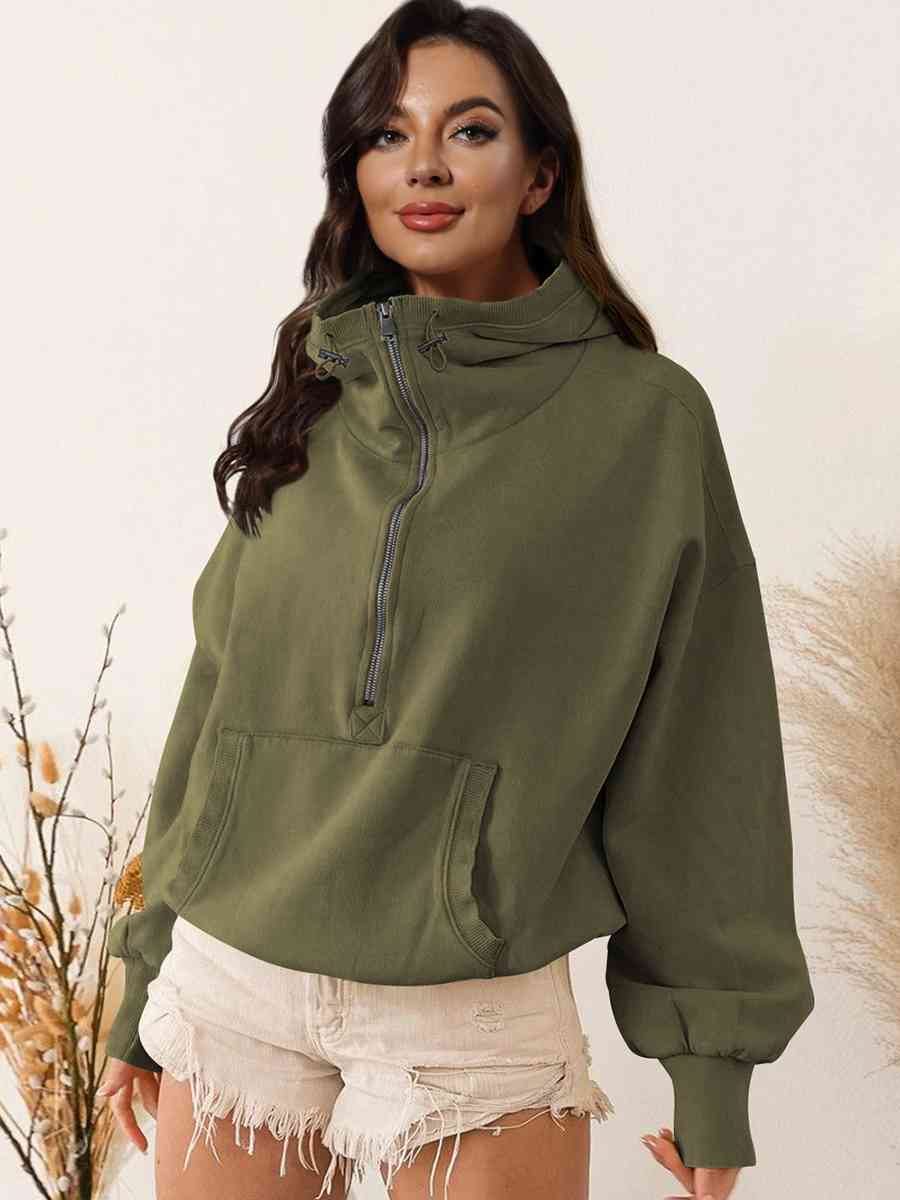 The Valentina Zip-Up Dropped Shoulder Hoodie - PEONIES & LIME