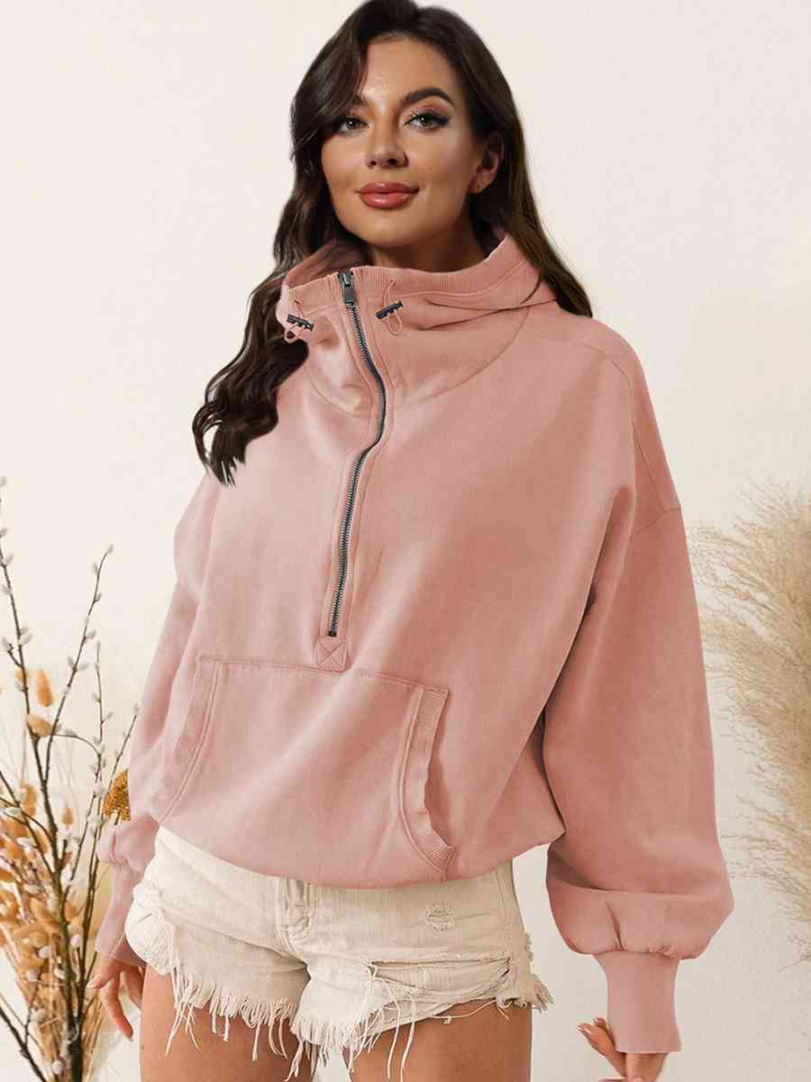 The Valentina Zip-Up Dropped Shoulder Hoodie - PEONIES & LIME