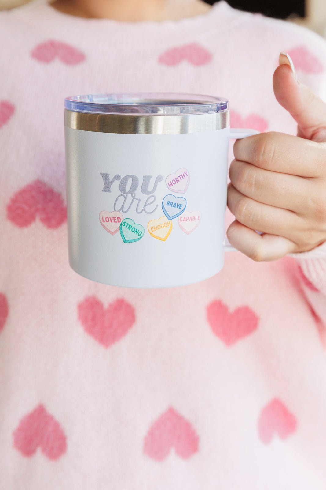 You Are 14 Oz Double Walled Travel Mug - PEONIES & LIME