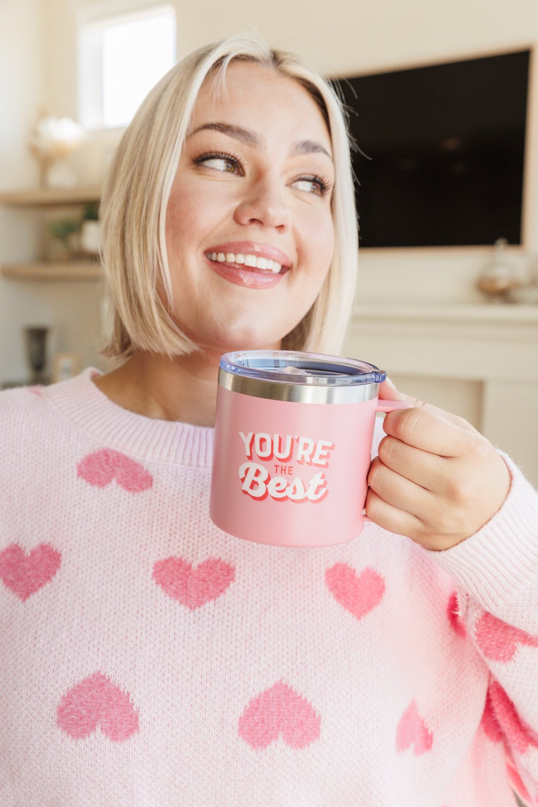 You're The Best 14 Oz Double Walled Travel Mug - PEONIES & LIME