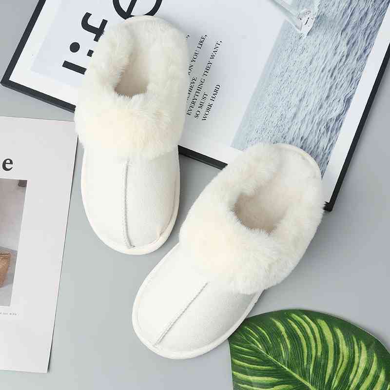 Faux Suede Center Seam Slippers - PEONIES & LIME