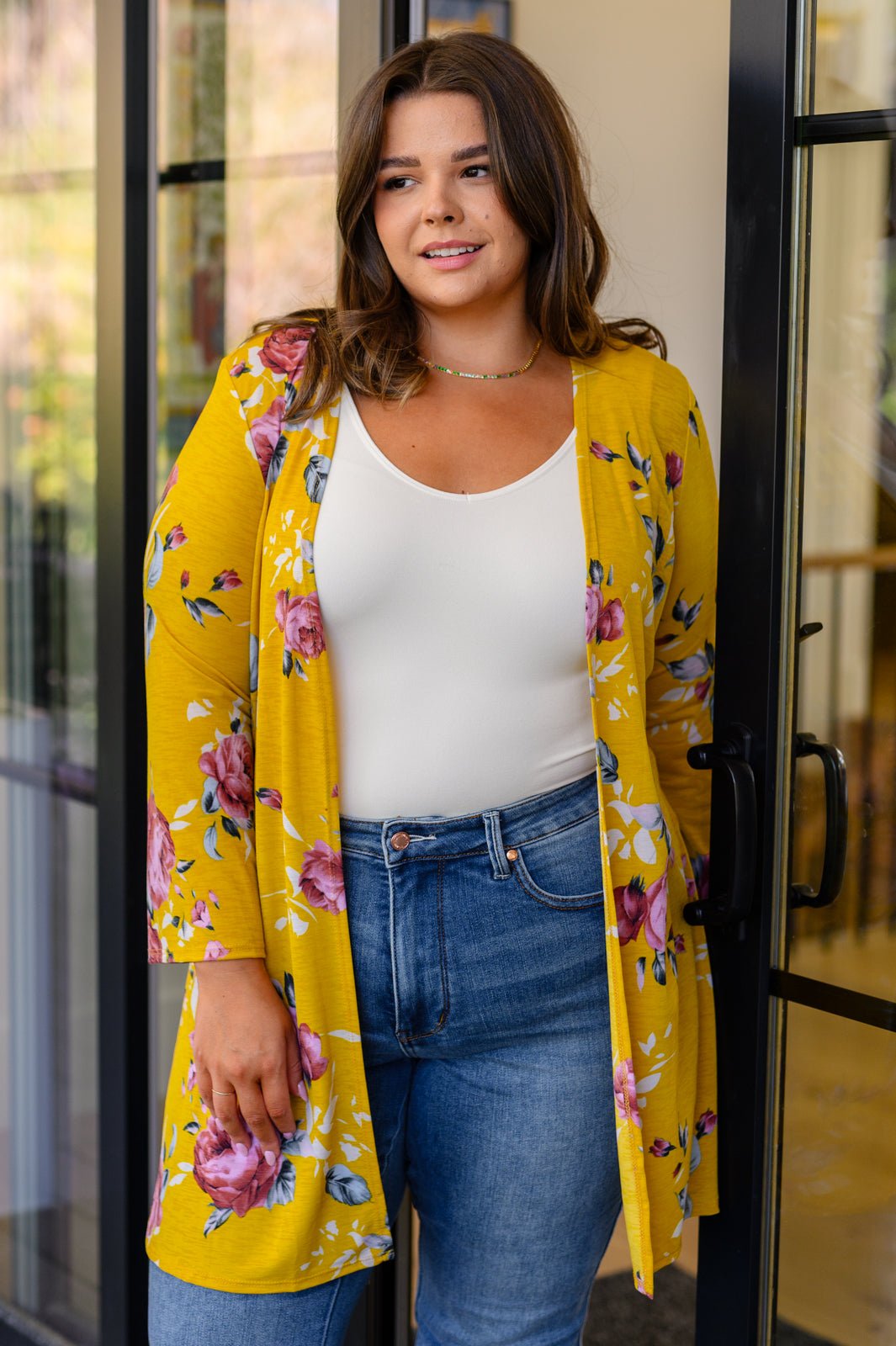 Golden Floral Cardigan - PEONIES & LIME