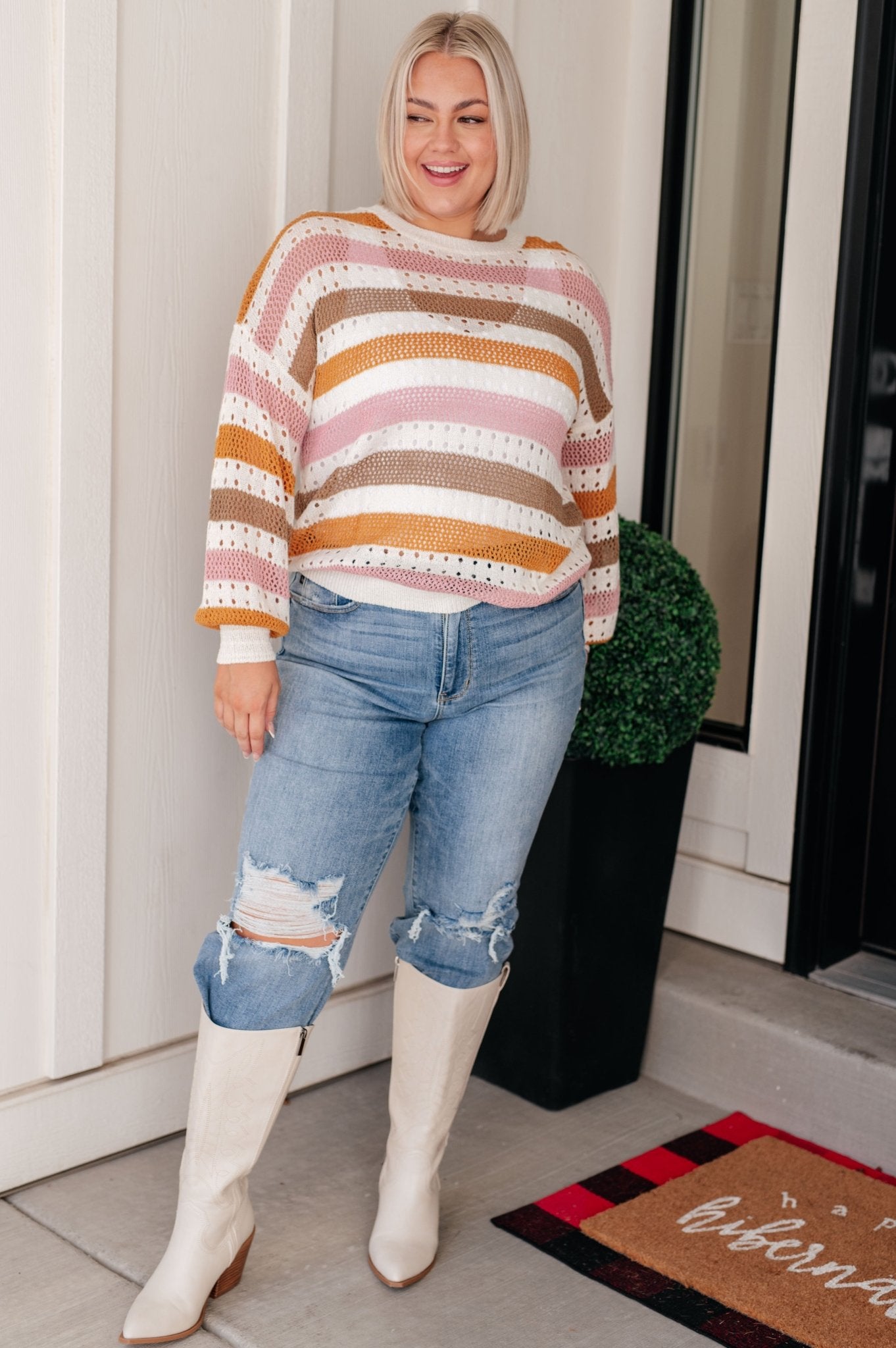 Ingrid Striped Sweater - PEONIES & LIME