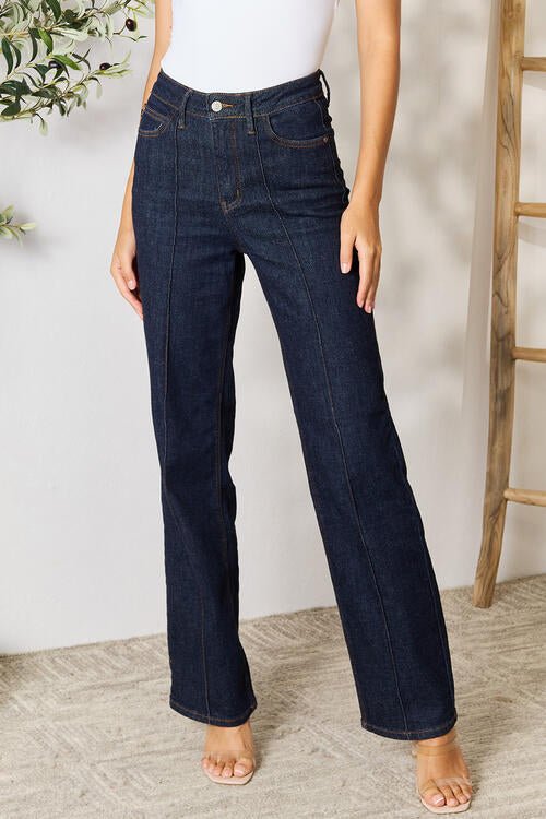 Judy Blue High Waist Wide Leg Jeans - PEONIES & LIME
