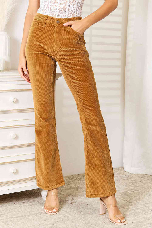 Judy Blue Mid Rise Corduroy Pants - PEONIES & LIME