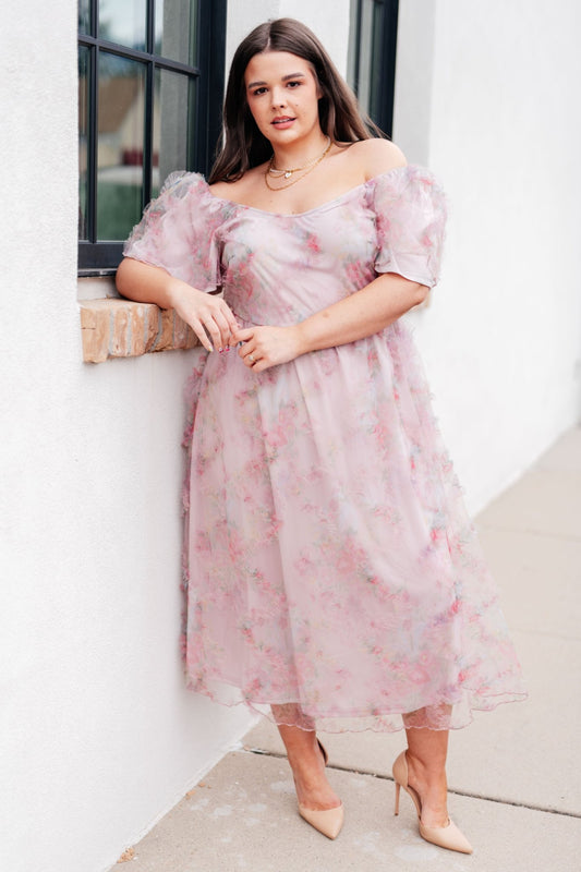 LadyBird Fluttersleeve Dress - PEONIES & LIME