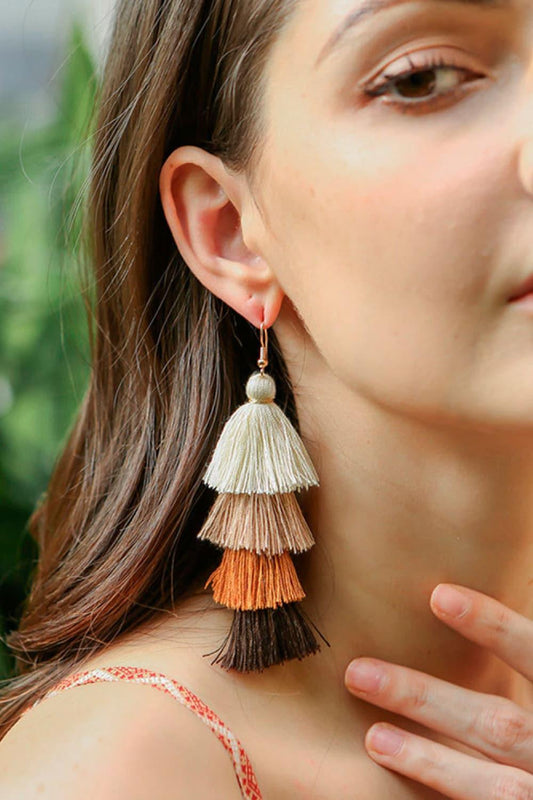 Layered Tassel Earrings - PEONIES & LIME